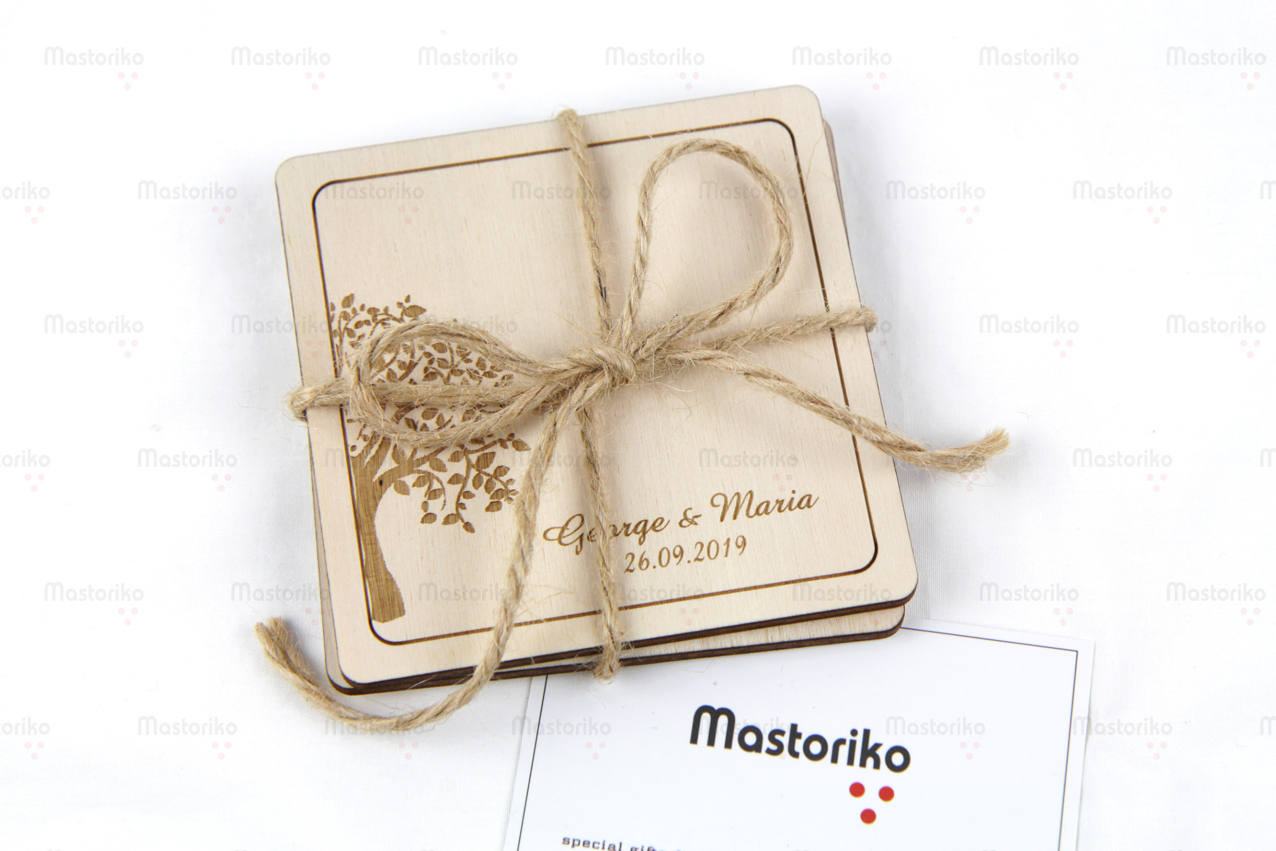Τετράγωνα σουβέρ για γάμο - Δέντρο ευτυχίας 9.5cm - Δώρα για γάμο - Μπομπονιέρα γάμου - Κύπρος - Μαστορικό - S.M. Mastoriko